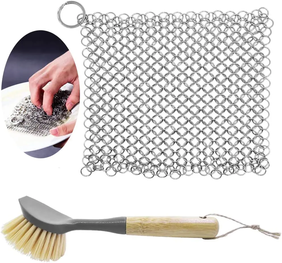 Stainless Steel Cast Iron Cleaner and Cast Iron Brush, Stainless Steel  Chainmai