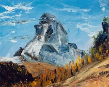 Oil Painting ORIGINAL Landscape Art Rocky Mountains Wall Art 8x10 by Muura