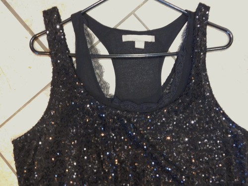 405 Love 21 Black Sequin Sleeveless 2 for 1 Cocktail Dress M - Picture 2 of 4