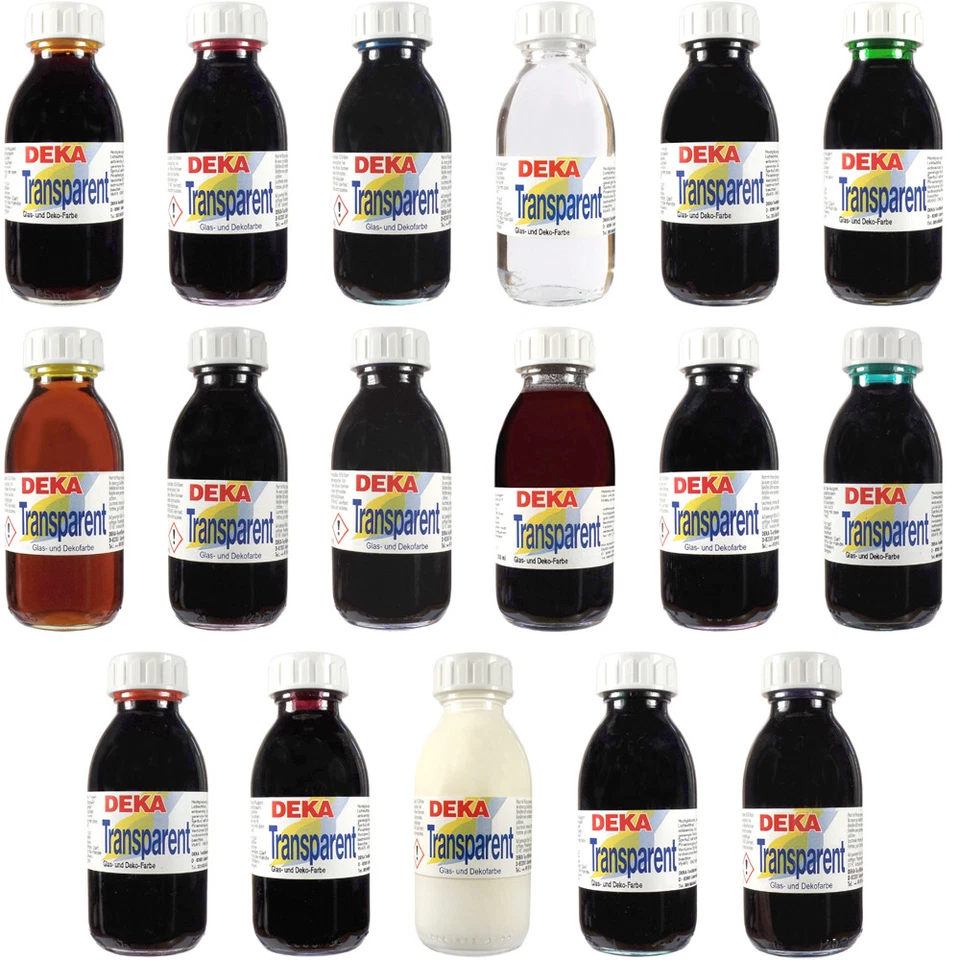 DEKA Pittura Vetro Trasparente Base Solvente 125 ml - 15 Colori a Scelta -
