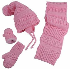 NICE CAPS Little Girls and Infants Solid Cable Knit Hat/Scarf/Mitten Accessory