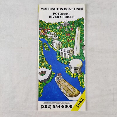 1982 Washington D.C. Potomac River Cruises Rare Vtg Travel Guide MAP Pamphlet