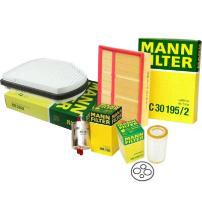 Mann Oil Air Paper Cabin Fuel Filter Service Kit For Benz W202 C208 Base 2.8 3.2