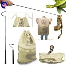 Extendable Pocket Snake Hook Reptile Tongs  Large Snake Drawstring Catcher Bag
