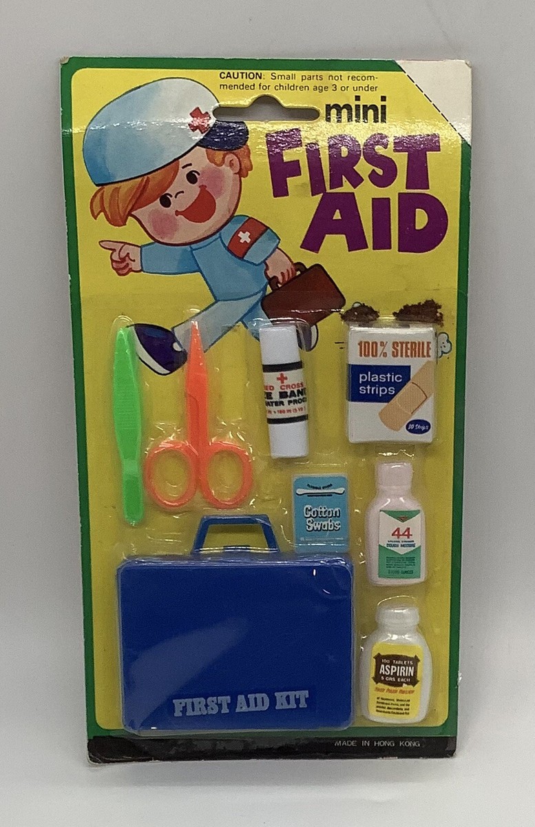 Vintage NIP Childs Toy Mini First Aid Kit Hong Kong