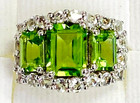 HSN Colleen Lopez Sterling Silver Peridot & White Topaz 3-Stone Ring Size 5 — photo 3