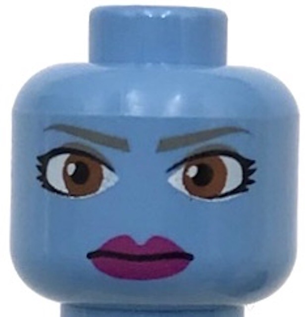 Lego New Medium Blue Minifigure Head Alien w/ Large Brown Eyes