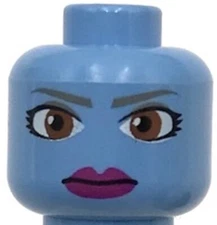 Lego New Medium Blue Minifigure Head Alien w/ Large Brown Eyes Aayla Secura