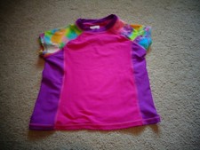Pink Breaking Waves Swim Shirt Size Girls 5 Short Sleeves