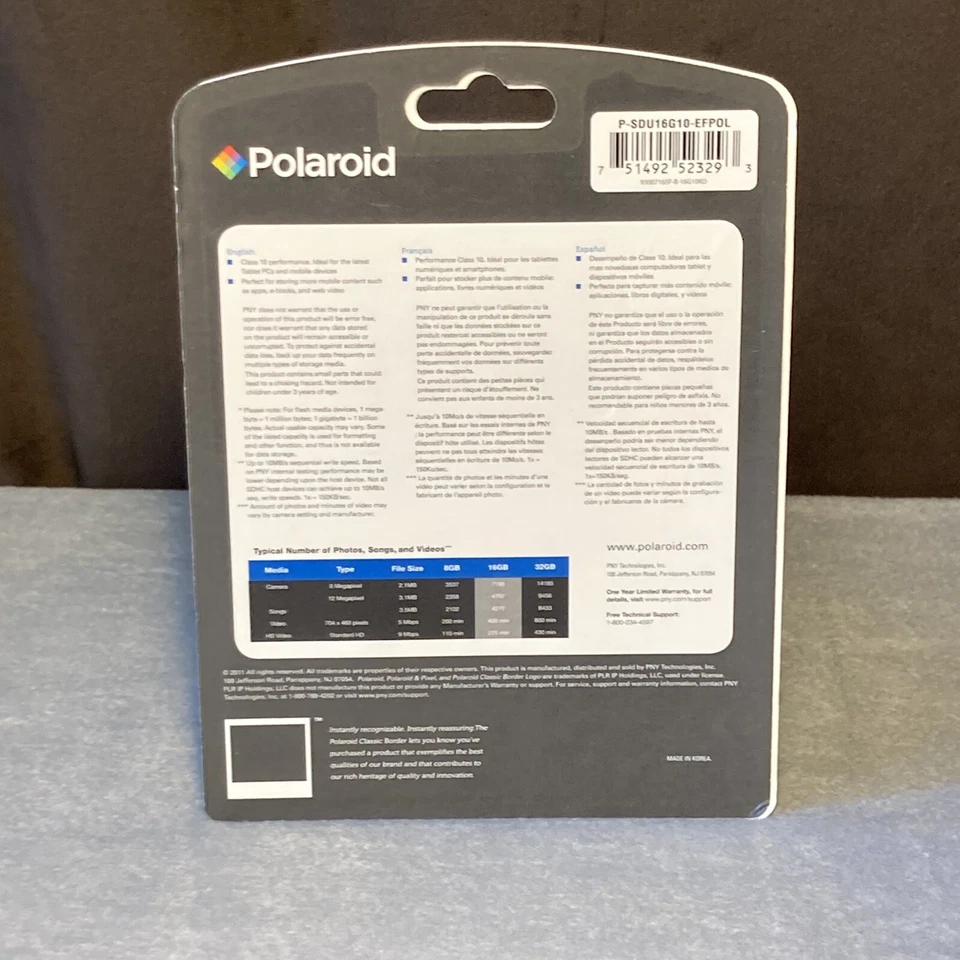 NEW! Polaroid PNY 16 GB High Speed Mobile Memory Card Class 10 Perf. MicroSDHC - Image 2 of 4