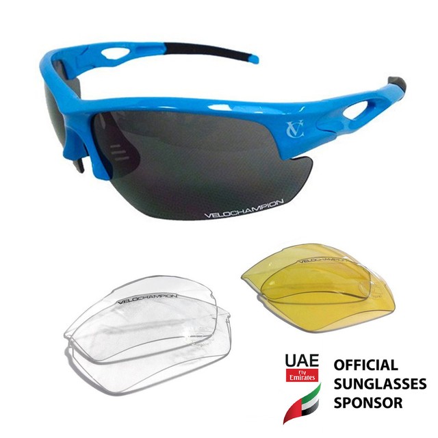 Rot mit 3 Linsen und weichem Geh/äuse VeloChampion Tornado Sonnenbrille