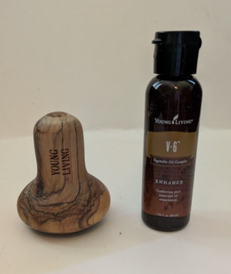 Young Living Olive Tree Bethlehem Wooden MASSAGE TOOL & V-6 Vegetable Oil 1.96oz