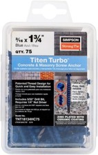 3/16" x 1-3/4" Concrete Screws Anchors Simpson Strong-Tie Hex Head (75 Count)