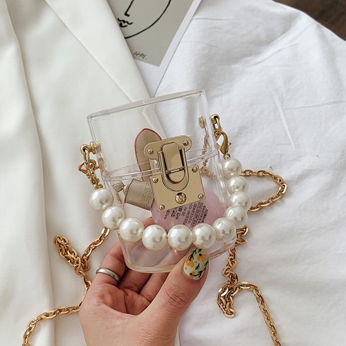 Pearl Shoulder Bag Fashion Change Bag Crossbody Bag Fashionable Chain Bag - Picture 4 of 13