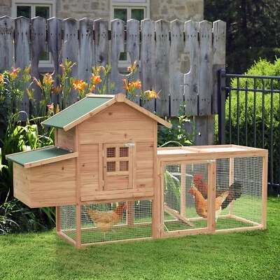 ECOLINEAR 80" Chicken Coop Wooden Hen Hutch Pet House Poultry Cage Outdoor w/Nest Box&Run