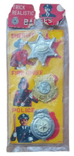 Vintage Tin Metal Pin Badges SHERIFF / FIRE CHIEF / POLICE  Old c1950's / 1960's