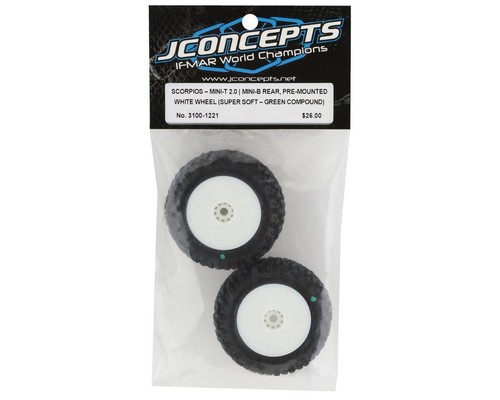 JConcepts Scorpios Green Reifen auf weißer Felgen für Mini-T 2.0 Mini-B J ... - 第 3/3 張圖片
