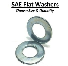 SAE Flat Washers Low Carbon Grade 2 Zinc Plated (Choose Size & Pkg Qty)