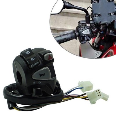 Motorcycle 7/8'' 22mm Handlebar Horn Switch Indicator Low / High Beam Headlight