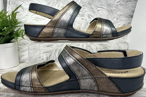 Romika Fidschi-5 Adjustable Sandal Womens EU 39 US 8-8.5 Blue Silver Gold ($135) - Picture 2 of 15