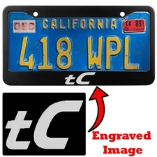Engraved Black License Plate Frame - Scion tC Logo