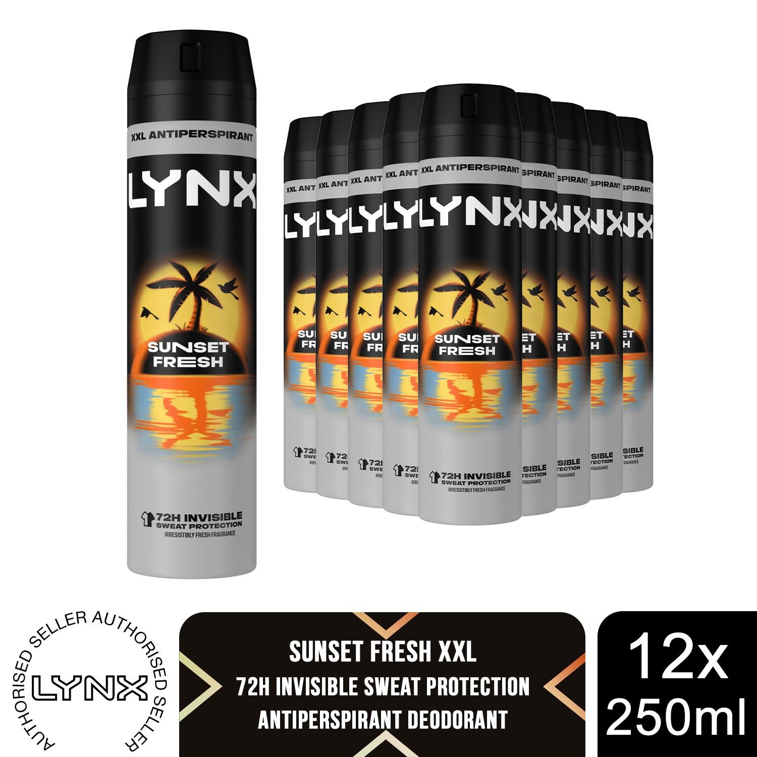 Lynx Sunset Fresh Antiperspirant Deodorant Spray 72H Sweat Protection 250Ml, 24 Pack - 12 - Image 2