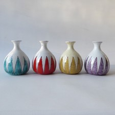 4x Rare Aldo Londi Bitossi V210/11 flaming mid century ceramic vases 60s vintage