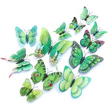 OPSEAM Butterfly Wall Decor 24/PCS, 3D Butterflies Stickers for Party 48 Green