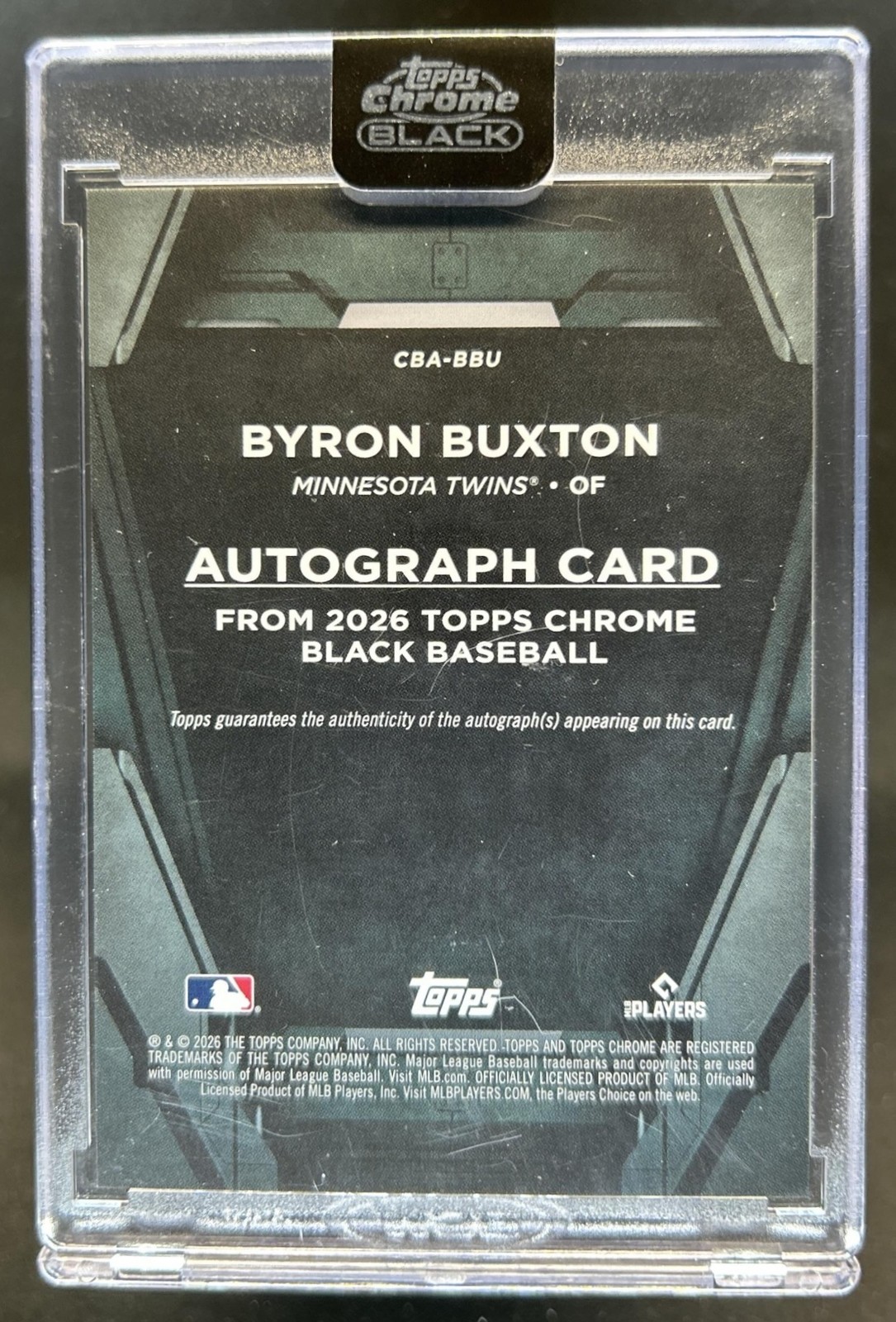 2026 Topps Chrome Black Byron Buxton Auto Rose Gold Refractor #/10 Twins view 2
