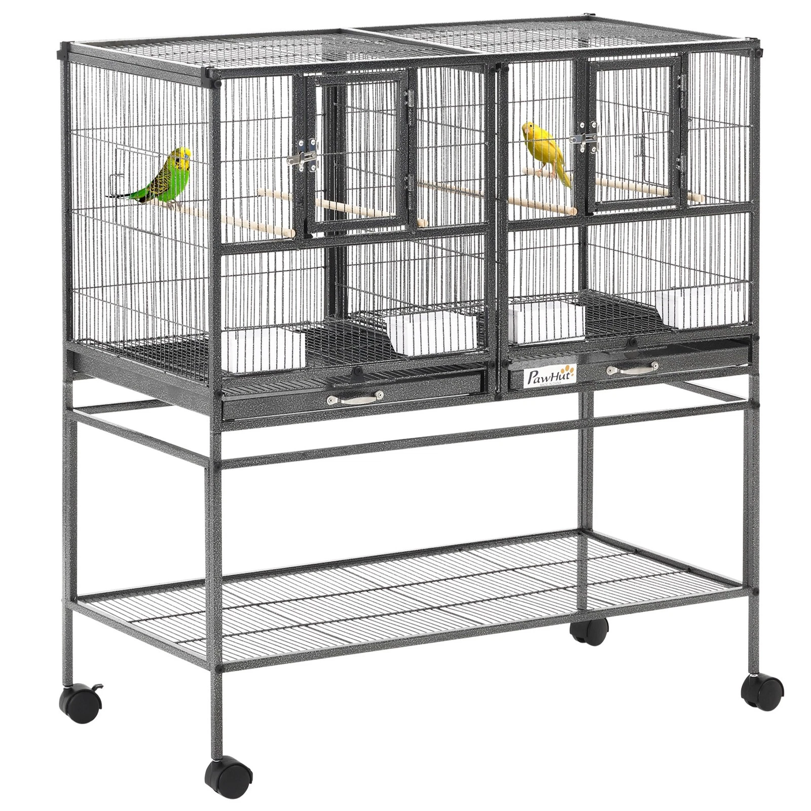 PawHut Double Rolling Bird Cage with Removable Metal Tray and Storage Shelf
Opens in a new window or