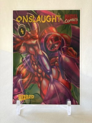 1996 Onslaught Wizard Promo Card #4   Marvel Comics   Chromium
