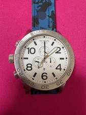 NIXON 51-30 Chrono Watch White/Blue Camouflage Quartz Used Tested