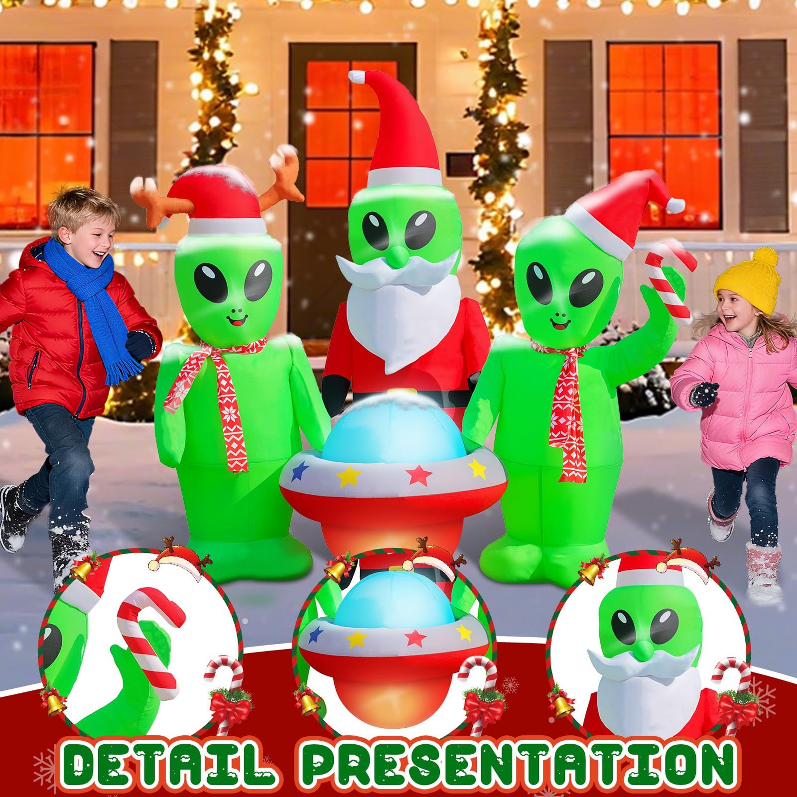 Christmas Inflatables Alien Outdoor Decorations, 5 FT Christmas Blow Up Alien...