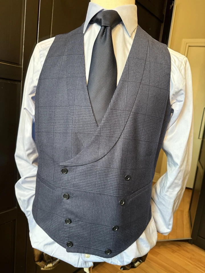 🇮🇹 Cesare Attolini 3-Piece Handmade Blue Wool & Cashmere Suit  38 US - RARE!!! - Image 4 of 4