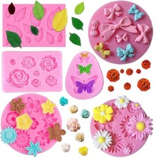 Flower Fondant Silicone Molds Leaf Bow Bowknot Daisy Butterfly Cake Candy