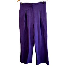 Size L – Purple Pleated Wide-Leg Slacks 