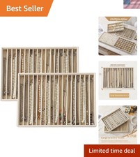 Large Velvet Jewelry Tray 2 Pack Stackable Jewelry Display Drawer Inserts Tra...