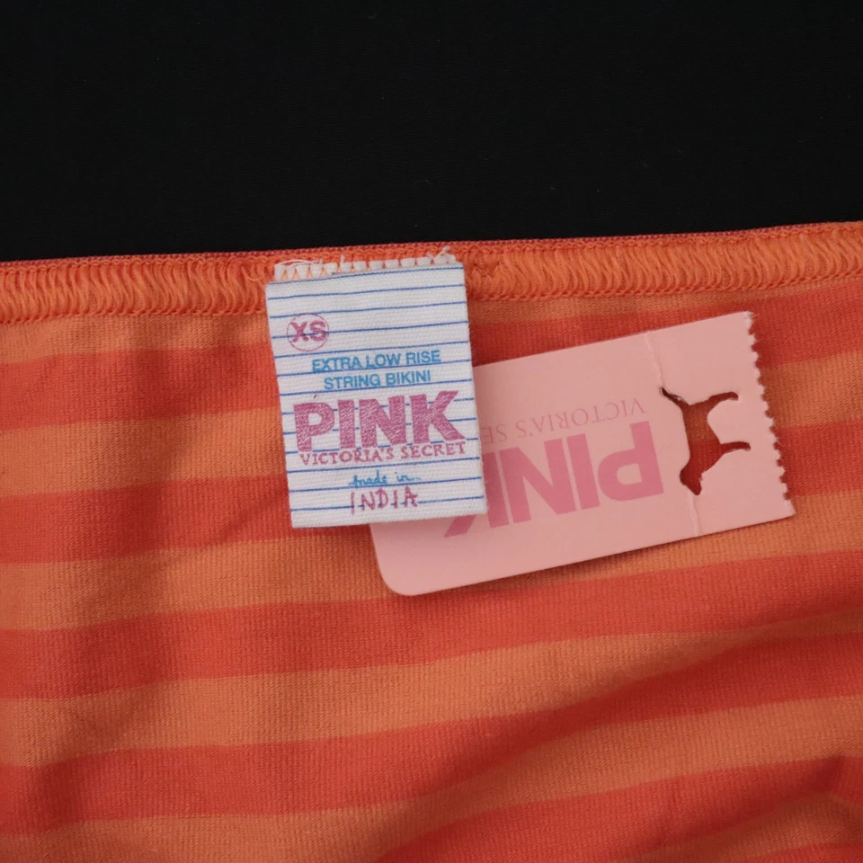 NUEVO Victoria's Secret DE COLECCIÓN ROSA Algodón Raro Patrón Tanga Bikini Panty XS XSMALL Foto 3 de 4