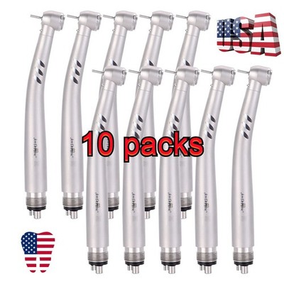 10pcs AZDENT Dental Fiber Optic LED E-generator High Speed Handpiece Push 4 Hole