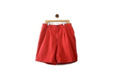 Vintage Eddie Bauer Pleated Shorts Women's Red Cotton High Rise