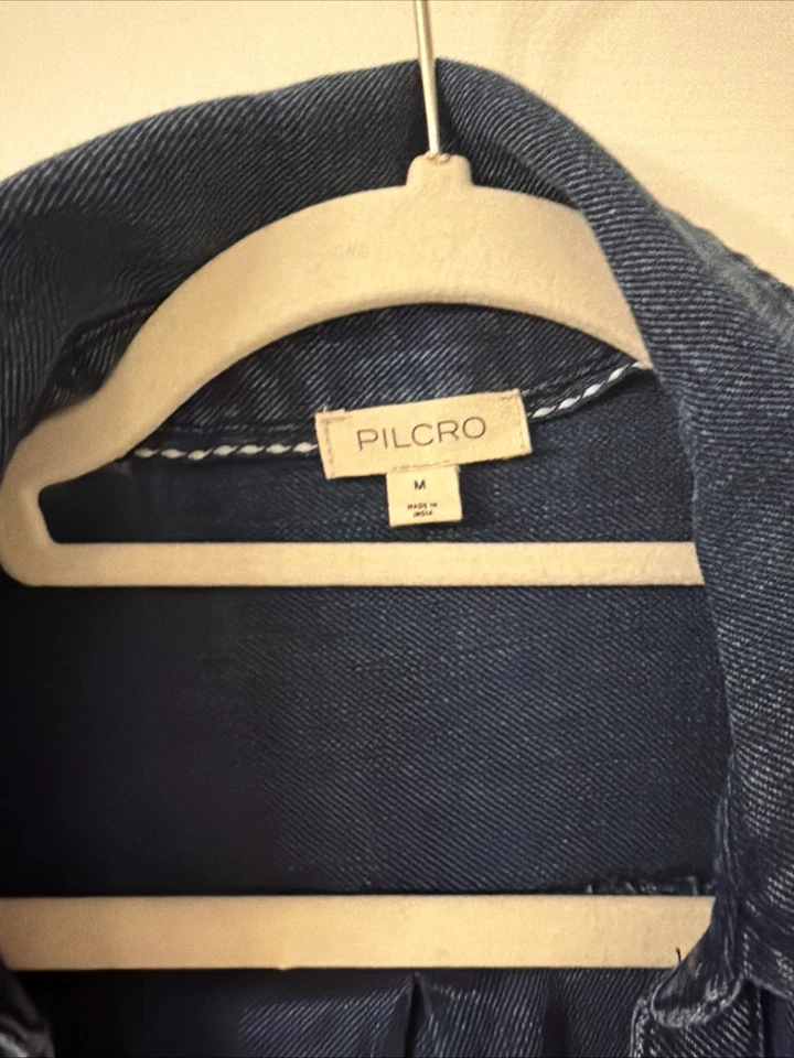 Vestido Anthropologie Pilcro Cuello en V Envolvente Midi Talla M Denim Azul Oscuro Sin Cinturón Foto 4 de 4