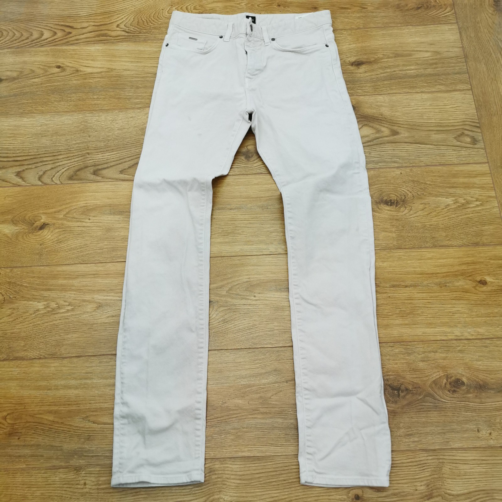 Hugo Boss Delaware 3-1 Jeans Mens W32 L34 White Skinny Fit Denim Stretch Zip
