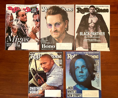 Rolling Stone 5 Magazine Lot 2018 Vintage Music Like New Migos BONO The ROCK