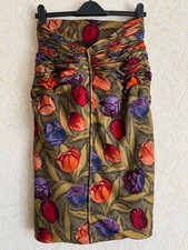 Emanuel Ungaro Pleated Skirt Silk-Cotton Flower Print