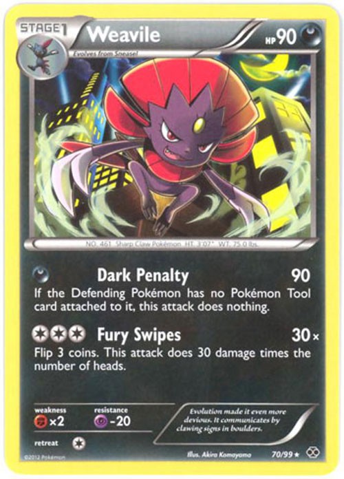 Pokemon Card - Next Destinies 70/99 - WEAVILE (rare) - NM/M
