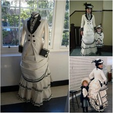 Historical Evening Dress Victorian Edwardian Dress Suit Coat Skirt Bustle Gown