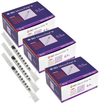 BD Micro-Fine+ U100 Insulinspritzen 0,5ml 30G 8mm steril latexfrei 3x100 Stk.