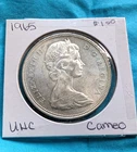 1965 BRILLIANT UNCIRCULATED CANADIAN SILVER DOLLAR COIN-MONEY