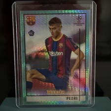 2020-21 Topps Merlin UEFA Champions League Pedri RC #89 Aqua Prism Refractor