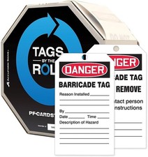 Accuform TAR158 Safety Tags by-The-Roll, Caution Barricade, OSHA Compliant Tags,